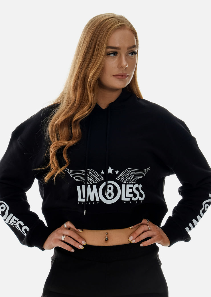 LIM8LESS Black Crop Hoodie