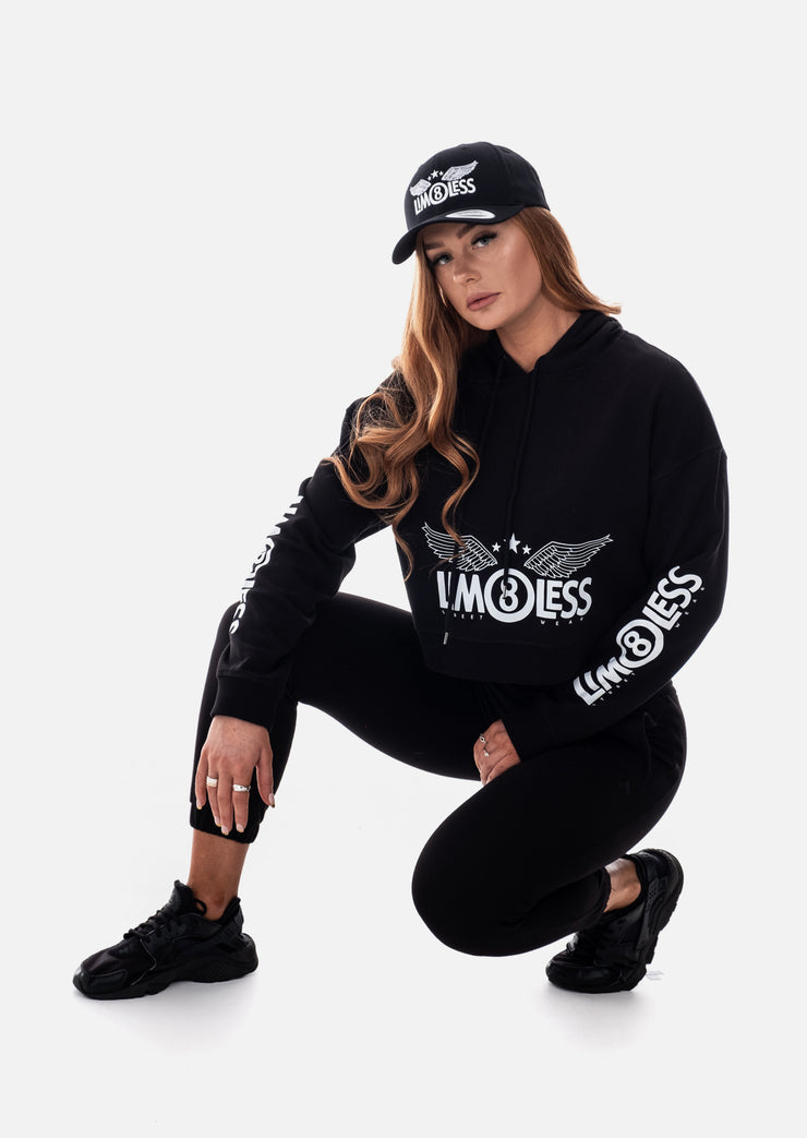 LIM8LESS Black Crop Hoodie