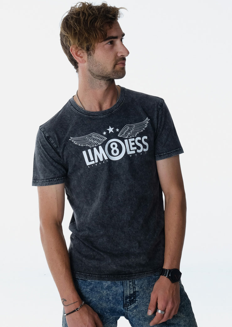 LIM8LESS Grey Marle Stone Wash Tee