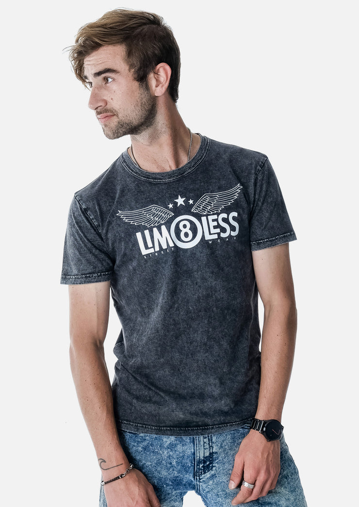 LIM8LESS Grey Marle Stone Wash Tee