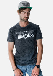 LIM8LESS Grey Marle Stone Wash Tee