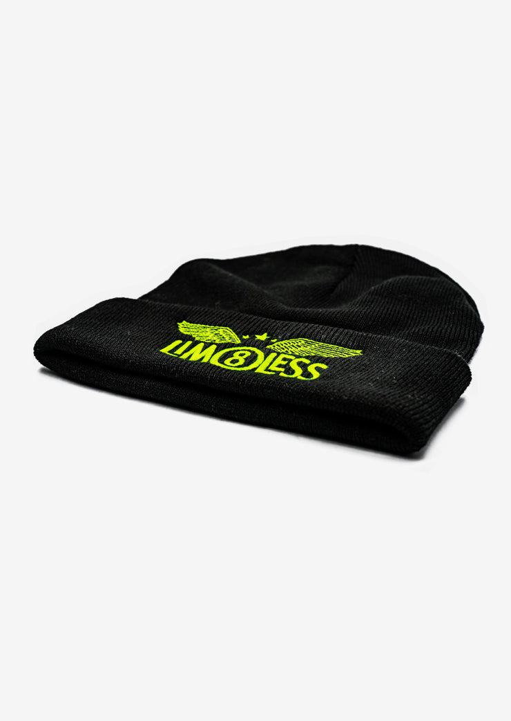 LIM8LESS Neon Black Beanie