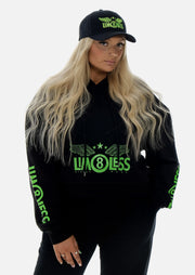 LIM8LESS Neon Black Crop Hoodie