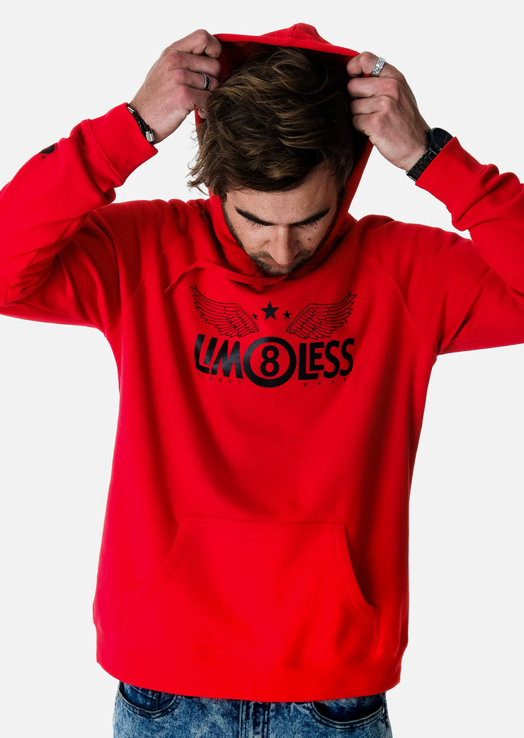 LIM8LESS Attention Red & Black Hoodie